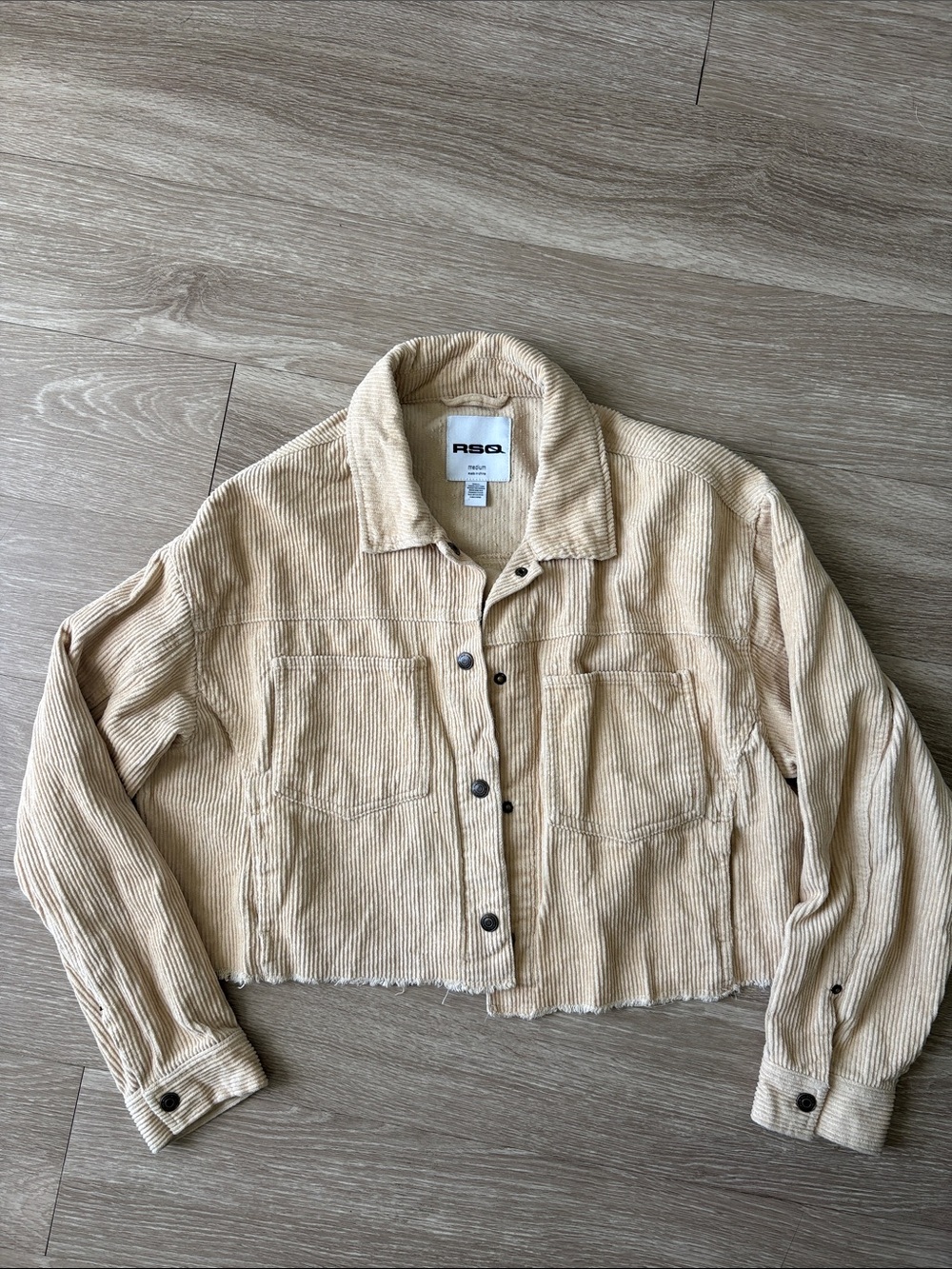 RSQ Cropped Corduroy Jacket in Light Beige
